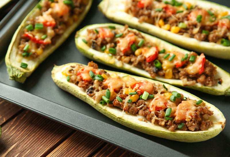 Low-Carb Stuffed Zucchini Boats - Delightfully Low Carb