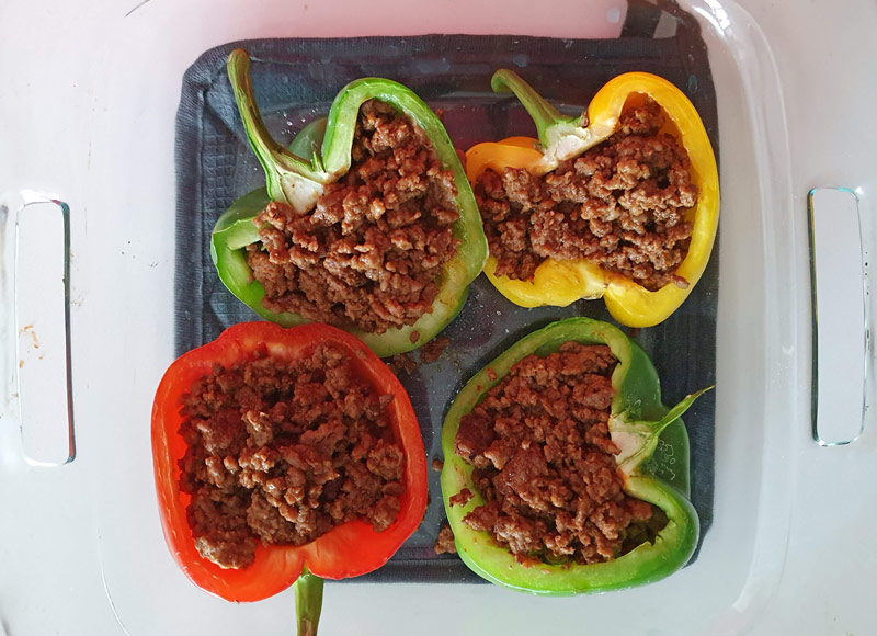 Taco Meat Loaded Bell Peppers {Low Carb} - Chef Alli