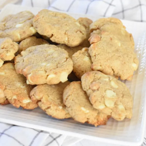 Macadamia nut cookies with white chocolate chips