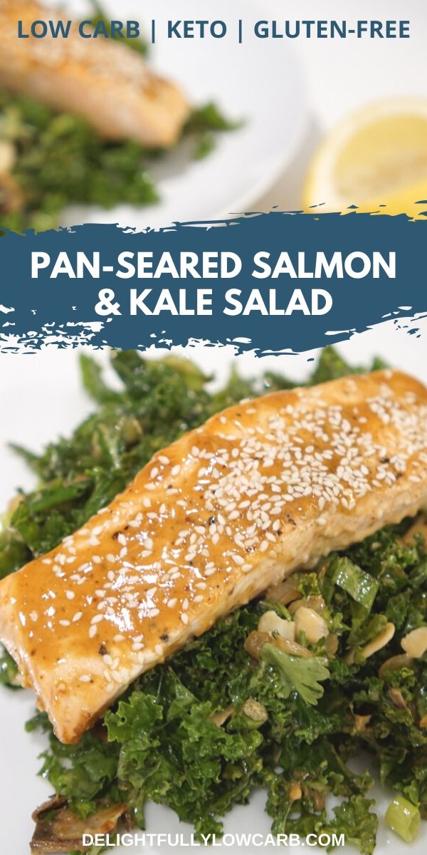 Low-Carb Pan Seared Salmon & Kale Salad - Delightfully Low Carb
