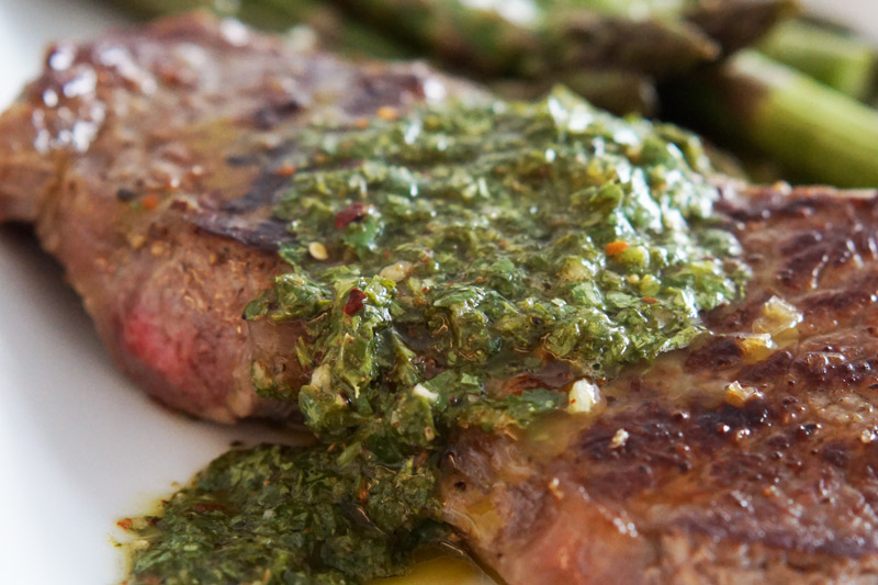 sirloin steak with chimichurri