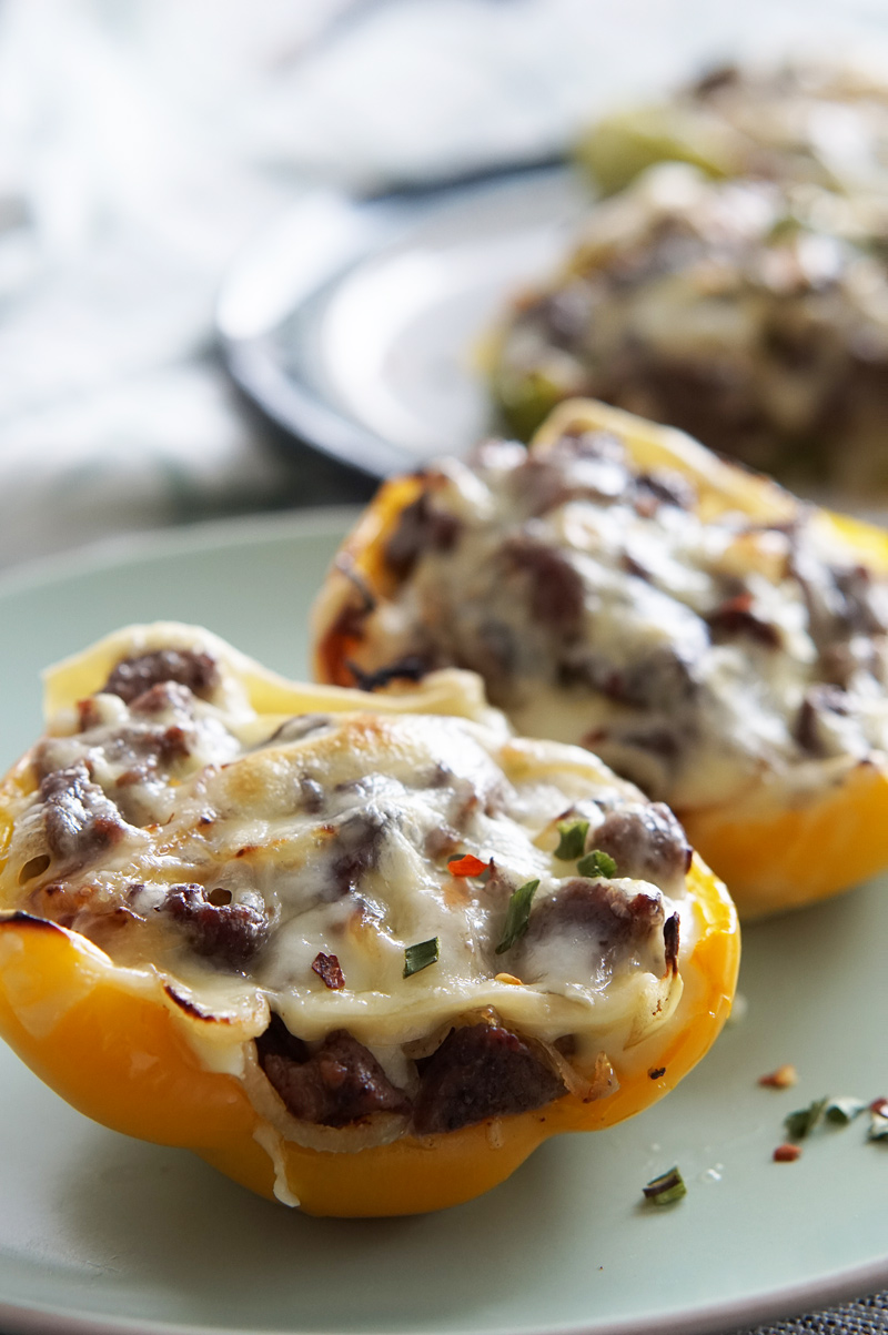 Keto Philly Cheesesteak Stuffed Peppers - Delightfully Low Carb