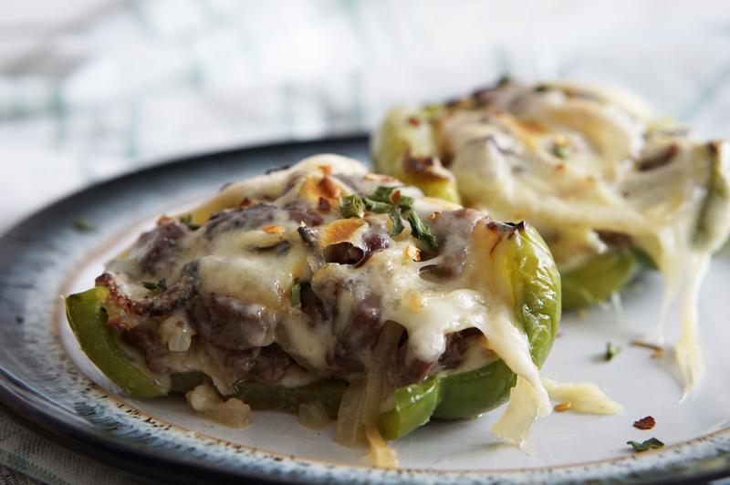 Philly Cheesesteak Stuffed Peppers - Delightfully Low Carb