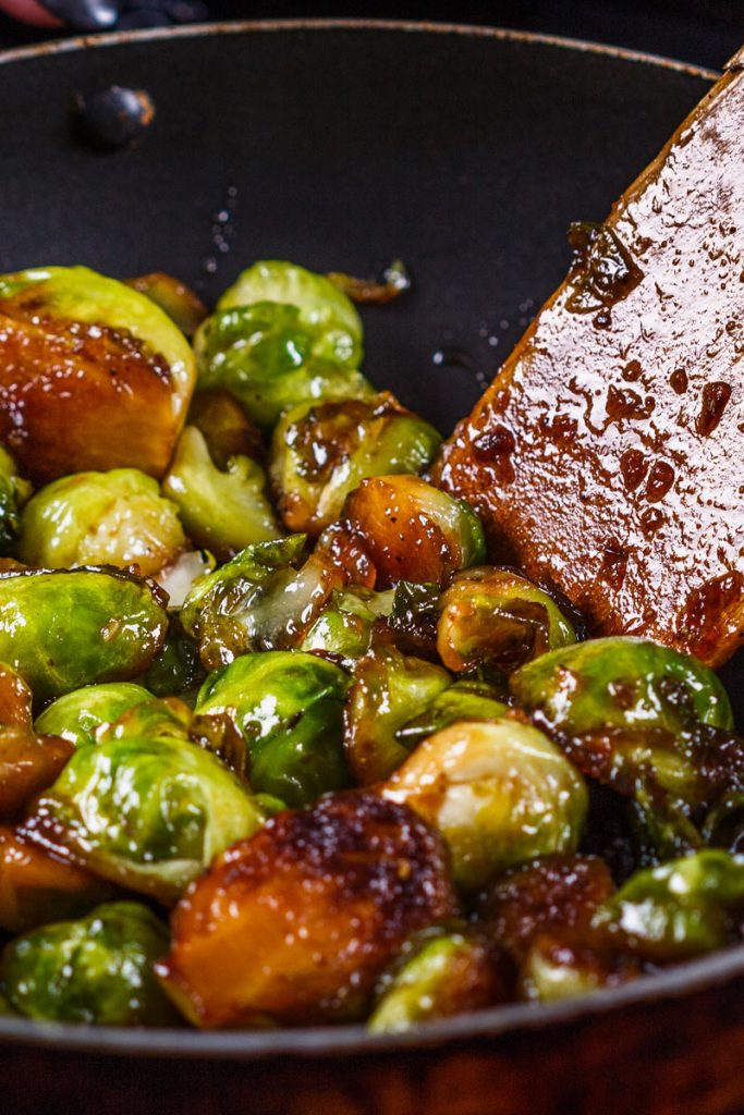 Pan Fried Brussels Sprouts with Balsamic Glaze - Delightfully Low Carb