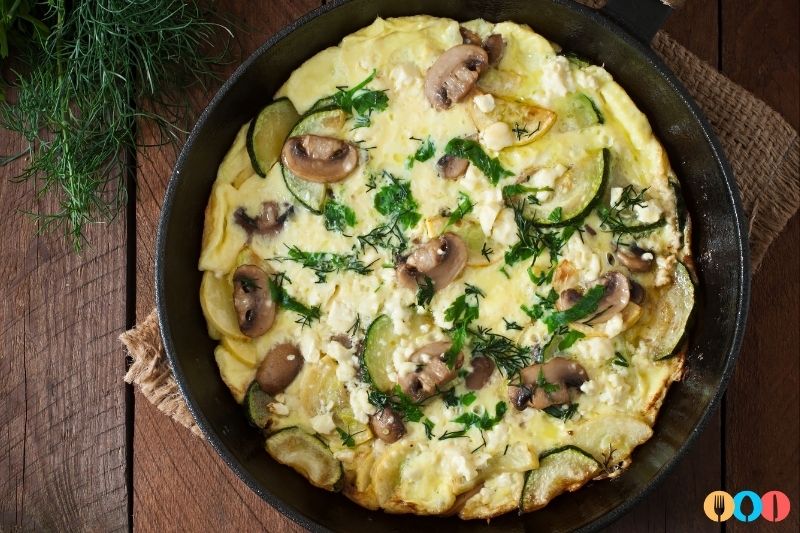 zucchini feta mushroom frittata