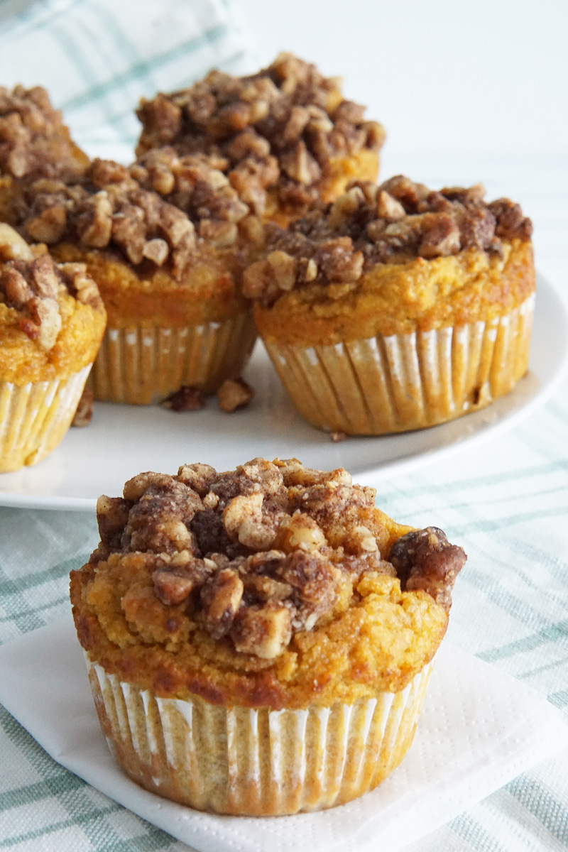 Keto Pumpkin Muffins with Walnut Crumble - Delightfully Low Carb