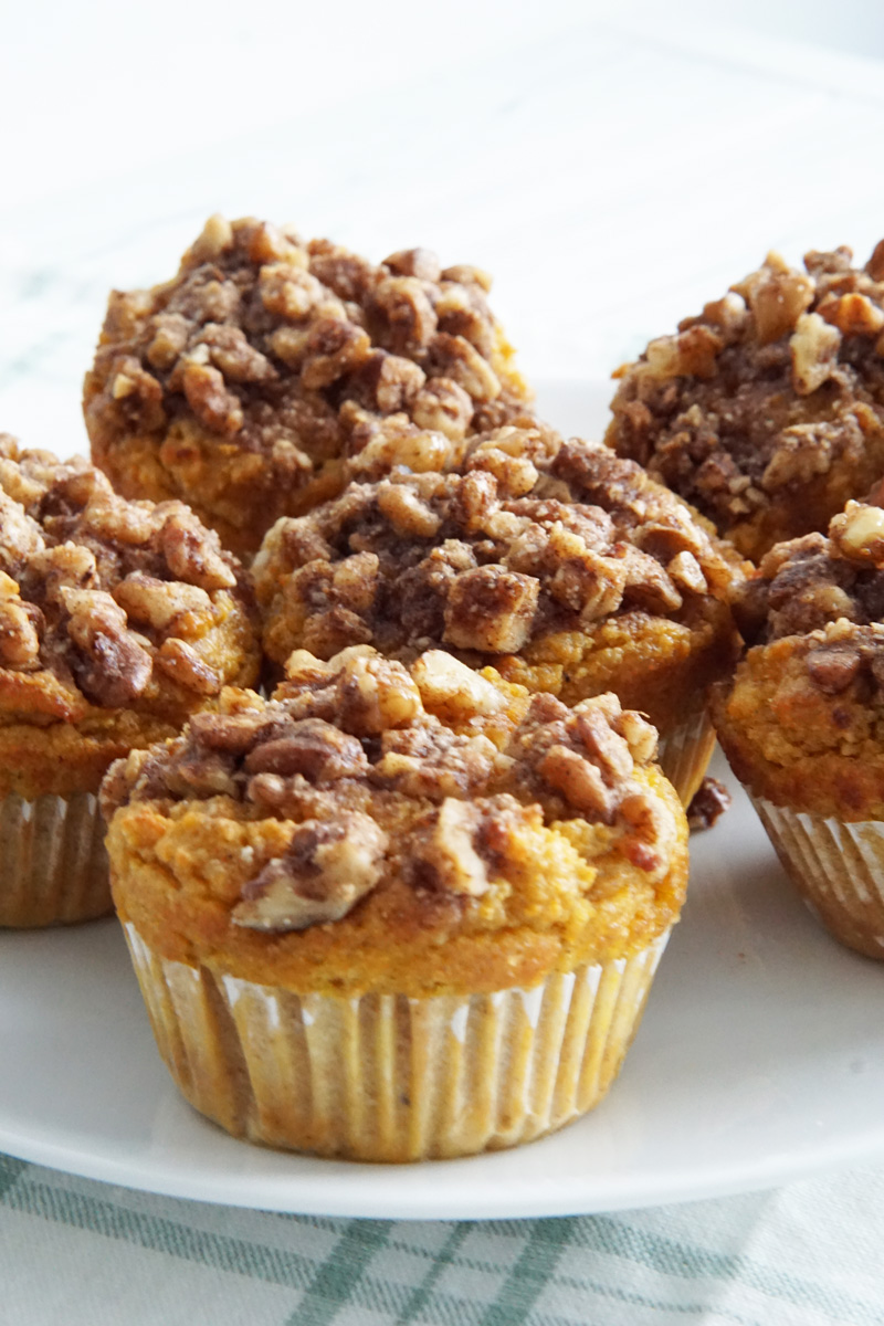 Keto Pumpkin Muffins with Walnut Crumble - Delightfully Low Carb