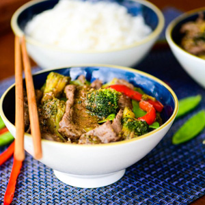 Beef tenderloin and veggie stir fry