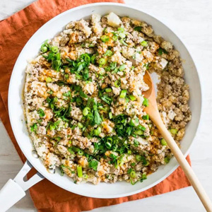 Buffalo turkey cauliflower stir fry