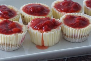 Cheesecake Bites with Strawberry Topping
