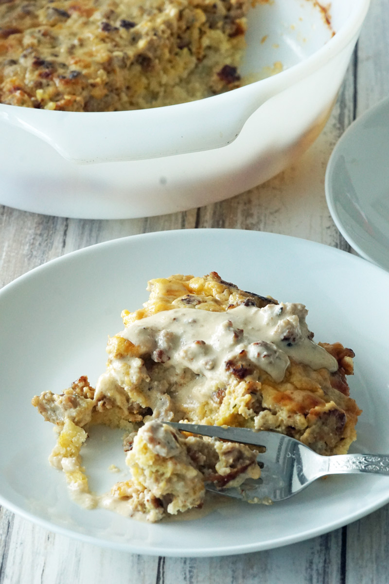 Keto Biscuits & Gravy Casserole