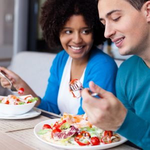 couple eating a salad