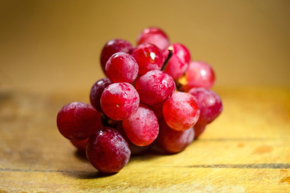 A bunch of purple grapes