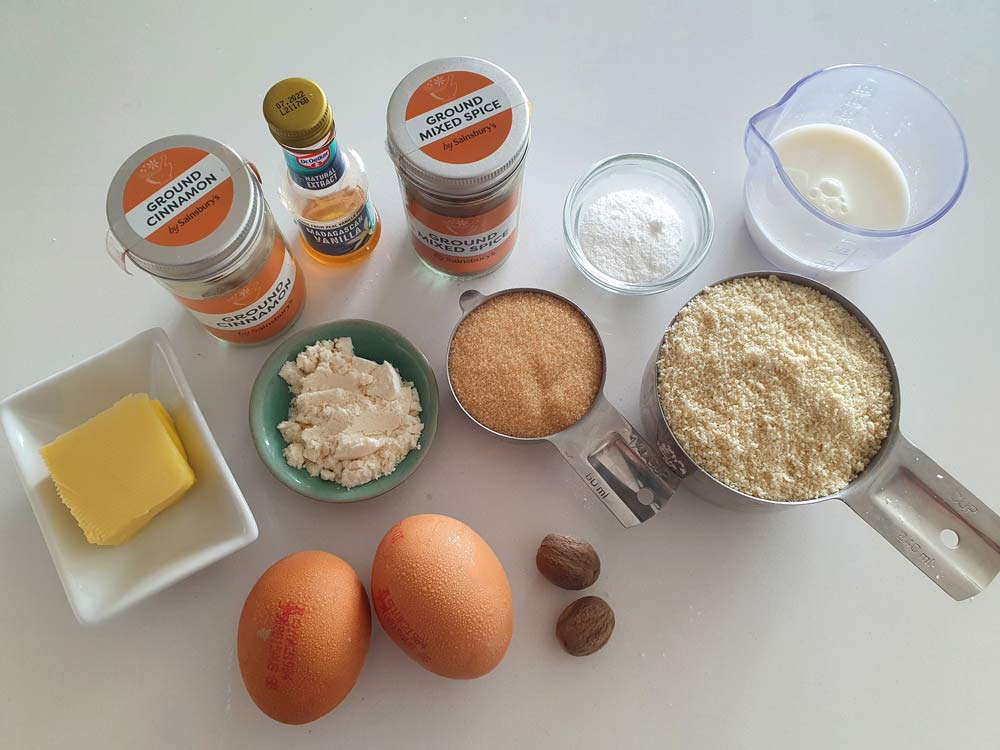 Ingredients for cinnamon muffins