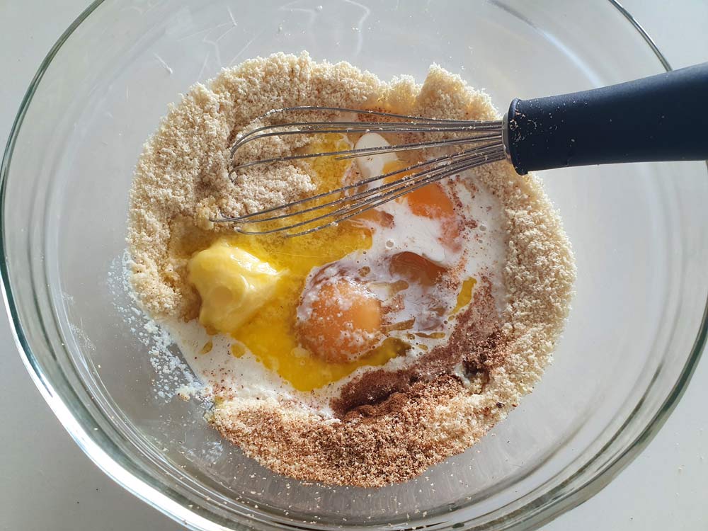 Ingredients being mixed in a bowl