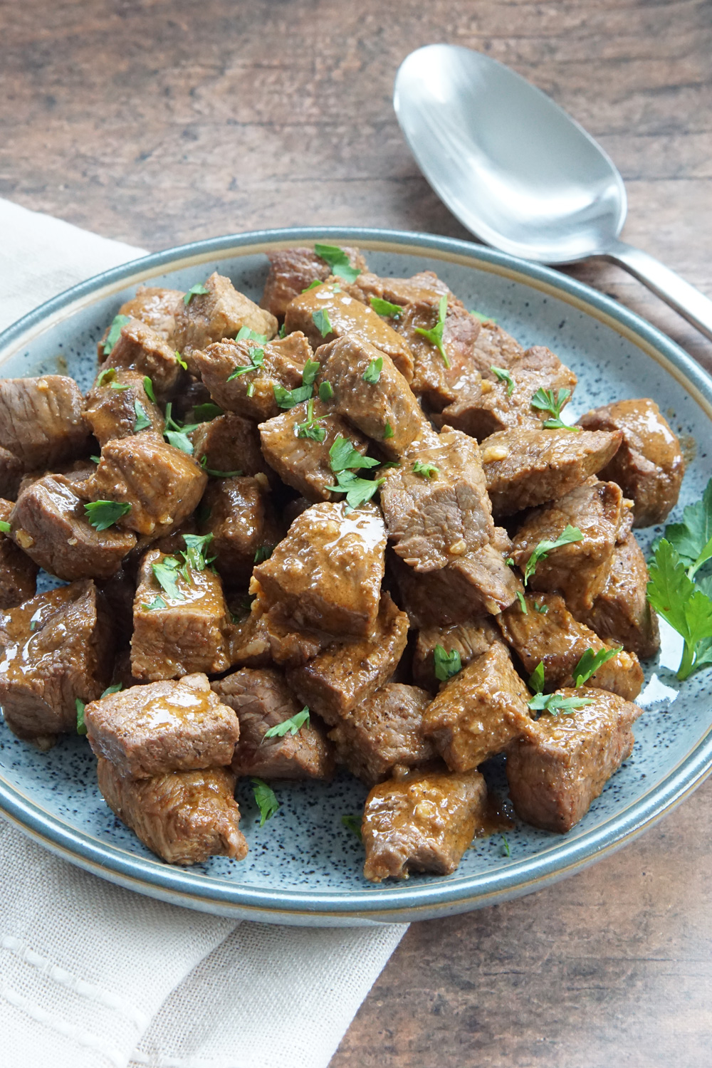 Cajun steak bites on a plate