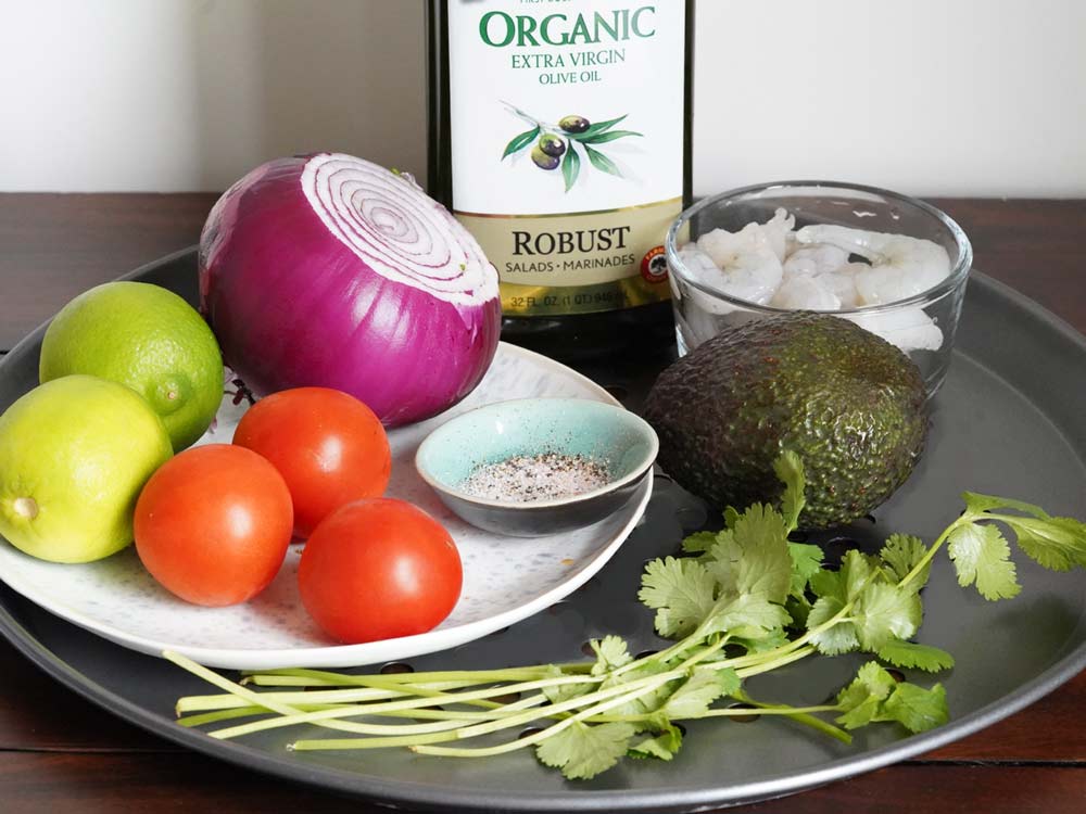 ingredients for Cilantro lime shrimp salad