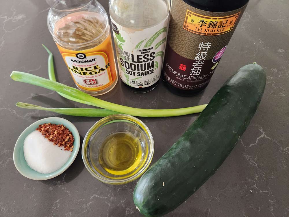 Ingredients for Korean-style cucumber salad