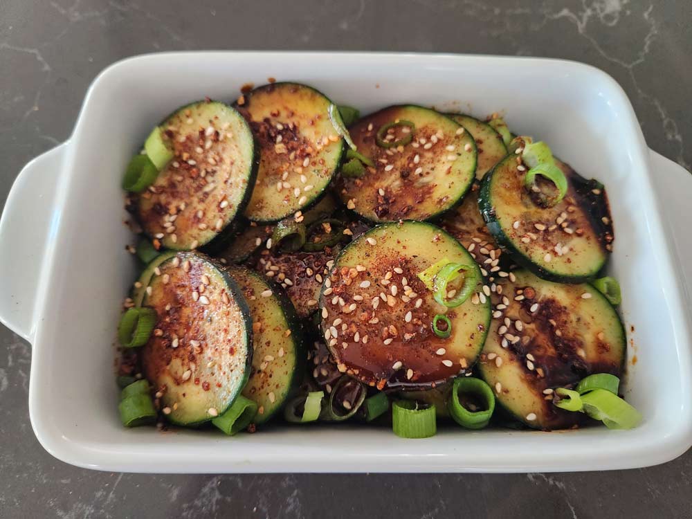 sauce over cucumbers