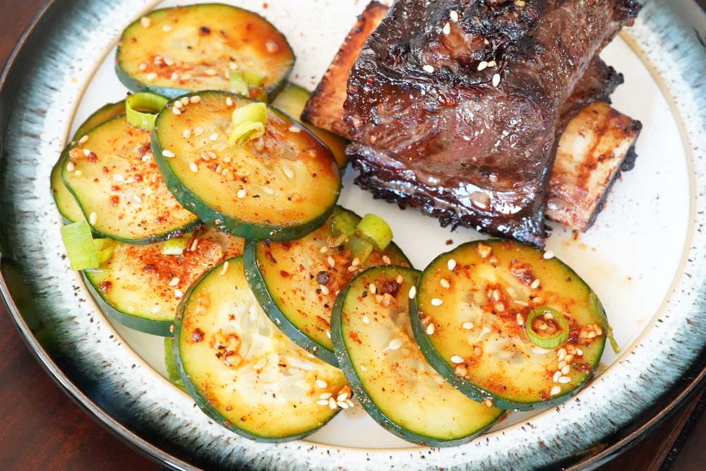 Korean-style cucumber salad with short ribs