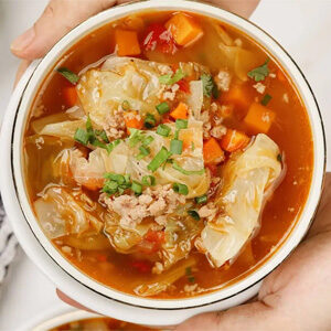 A bowl of cabbage soup