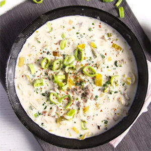 German cheese and leek soup