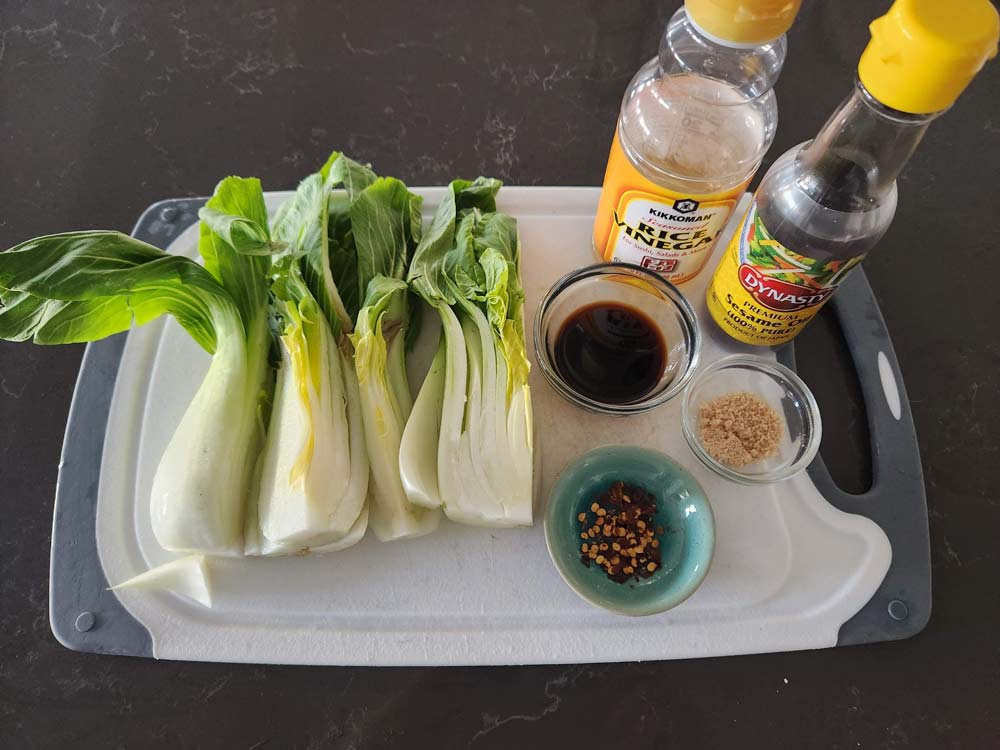 Ingredients for roasted bok choy