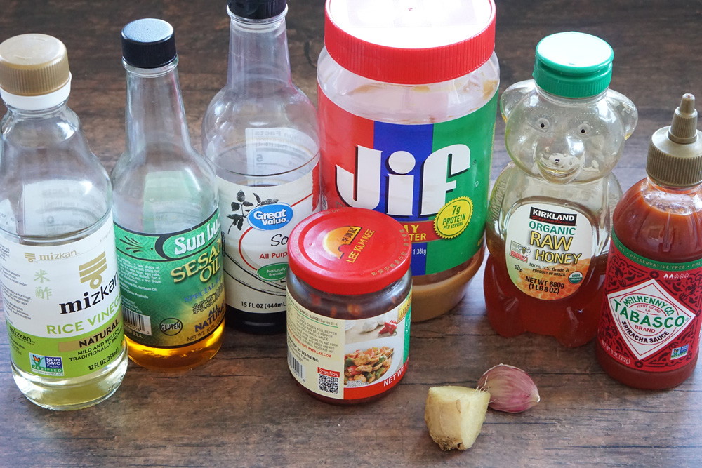 sauce ingredients for Spicy Thai salad with chicken