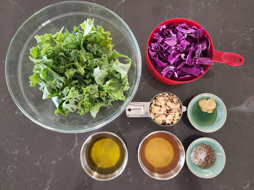 Ingredients for kale crunch salad