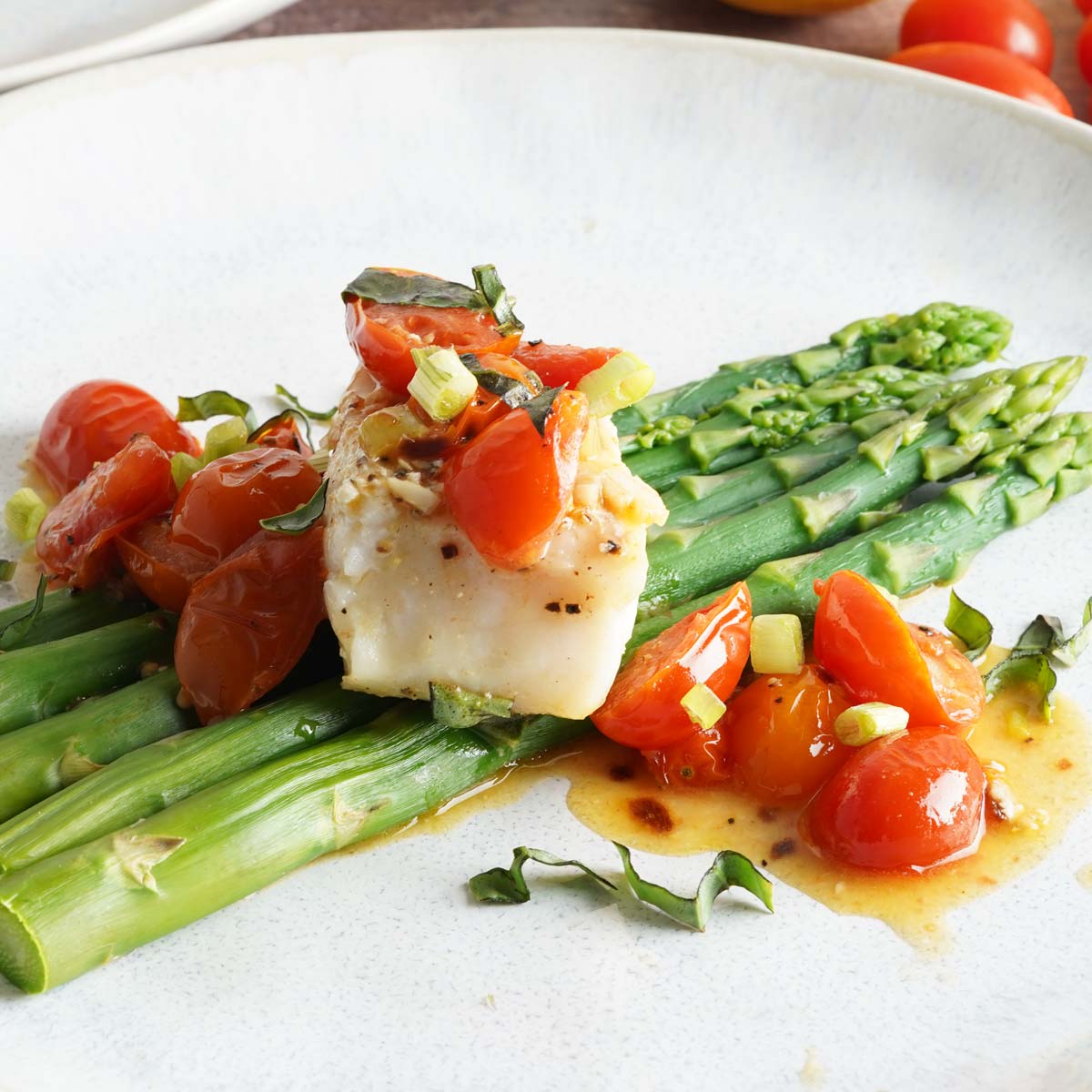 Cod in Tomato Lemon Butter Sauce