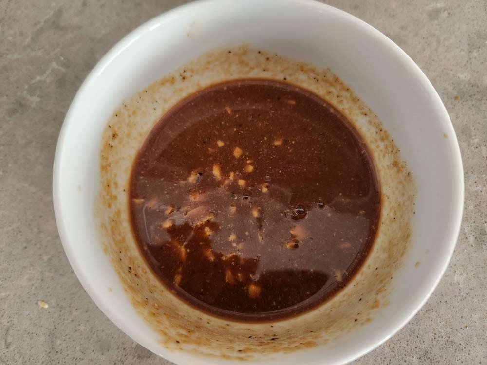 A bowl of marinade.